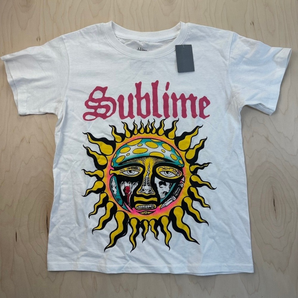 Sublime‎ Sun Graphic T Shirt Womens Size XXS White Band Tee New